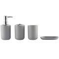 4 Pcs Plastic Bathroom Accessory Set,with Toothbrush Cup(Grey). 
