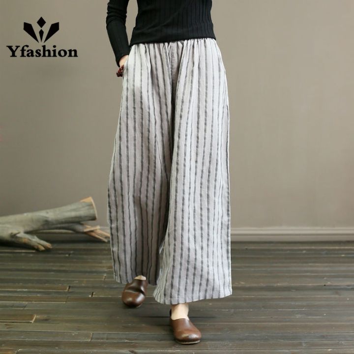 Yfashion%20Women%20Cotton%20Trendy%20Striped%20Wide%20Leg%20Pants%20Cotton%20Linen%20Loose%20Large%20Size%20Casual%20Trousers%20Straight%20Breathable%20Pants%20-%20Image%209