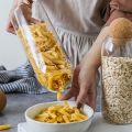 Food Storage Jars with Wood Lid Cork Ball Stopper Glass Jars Set 3Pcs For Storage Food Handmade Borosilicate Glass Canister Jar. 