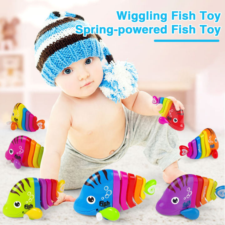 Plastic Fish Toy Colorful Wind-up Fish Toy for Babies Educational Tummy Time Fun Perfect Birthday Gift