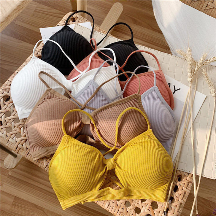 2024  Threaded Sports Yoga Bra Pure Cotton Sports Bra Fitness Top Bra Breathable Strap Underwear Bra Pad Wrap Chest