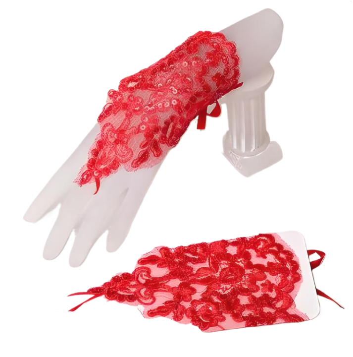 Wedding%20Bridal%20Lace%20Gloves%20Elegant%20Short%20White%20Lace%20Rhinestone%20Women%E2%80%99s%20Fingerless%20Gloves%20Wedding%20Accessories%20100%25%20Polyester%20and%20Rhinestone%20-%20Image%206