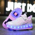 Two-Wheel Heelys Boys and Girls Student Version Sports Shoes with Wheels Children's Roller Skating Luminous the Skating Shoes. 