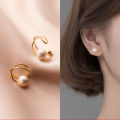 Gold Color Simple Pearl Ear Clip Earrings For Women Without Piercing Minimalist Fashion Jewelry. 