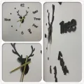Large Acrylic 3D Wall Watch Clocks DIY Mirror Deer Head Stickers Art Decal Living Room Quartz Needle Europe Style Home Decor. 