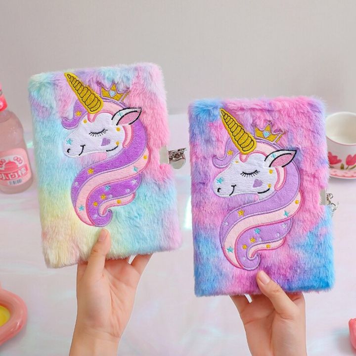 Cartoon%20Cute%20Unicorn%20Notebook%20Plush%20Hand%20Book%20Diary%20Book%20With%20Lock%20For%20Kids%20Student%20School%20Sketchbook%20Stationery%20Gift%20-%20Image%202