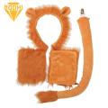 Lion Costume Accessories Soft Plush Lion Costume Set for Halloween Cosplay Youth Adult Animal Theme Party Dress-up Kit Headband Tail Gloves Nose 1/3/4pcs High-quality Lion Costume Pieces. 