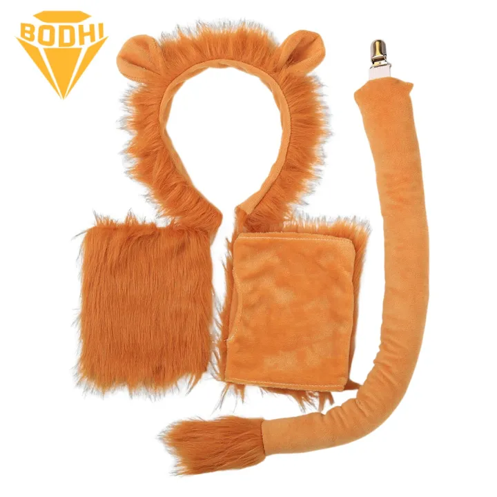 Lion%20Costume%20Accessories%20Soft%20Plush%20Lion%20Costume%20Set%20for%20Halloween%20Cosplay%20Youth%20Adult%20Animal%20Theme%20Party%20Dress-up%20Kit%20Headband%20Tail%20Gloves%20Nose%201/3/4pcs%20High-quality%20Lion%20Costume%20Pieces%20-%20Image%202