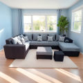 U sofa set with coffee table. 