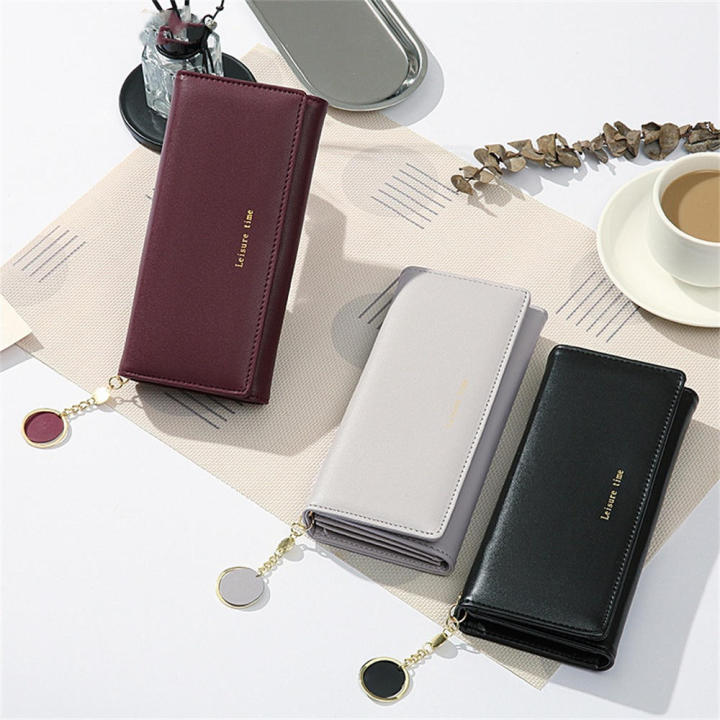 Pu%20Leather%20Wallet%20High-End%20Zipper%20Women%20Purse%20Long%20Tri-Fold%20Card%20Holder%20for%20Outdoor%20Sports%20Travel%20Casual%20Female%20-%20Image%204