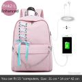Fashion Girl Schoolbag Female Students Laptop Backpack Kids School Bags For Teenage Girls Women Gray Backpacks Mochila Escolar. 