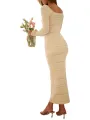 Women Long Sleeve Bodycon Dress Solid Color Sweetheart Neckline Hollow-Out Dress Spring Fall Party Club Long Dress. 