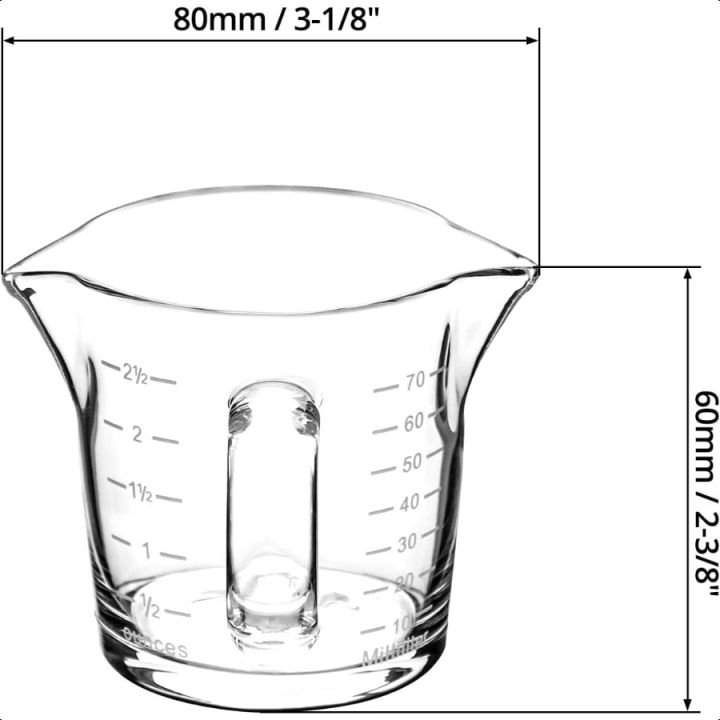 Espresso Glass with Handle 2 Pack 3Ounce Double Spout Glass Measuring ...