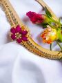 BOOM BOOM Gold Plated Fashion RED FLOWER TYPE Free Size lock SABONA Bangle with white and red stone For Women and girl Fashion Jewelry Gift Casual Jewelry for Women. 