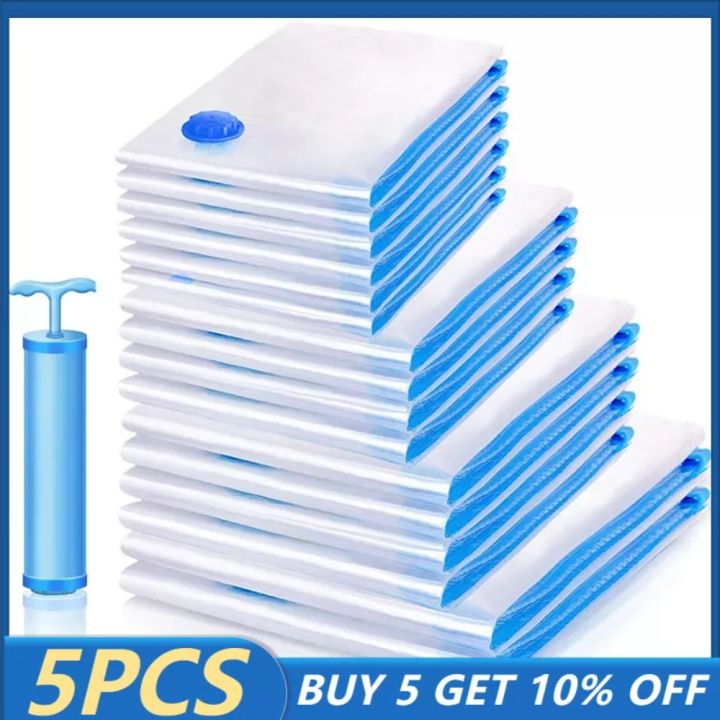 5PCS Vacuum Bags for Storing Clothes Vacuum Seal Bag Space Saving Bags for Storing Clothes Pillow Bedding Blanket Storage