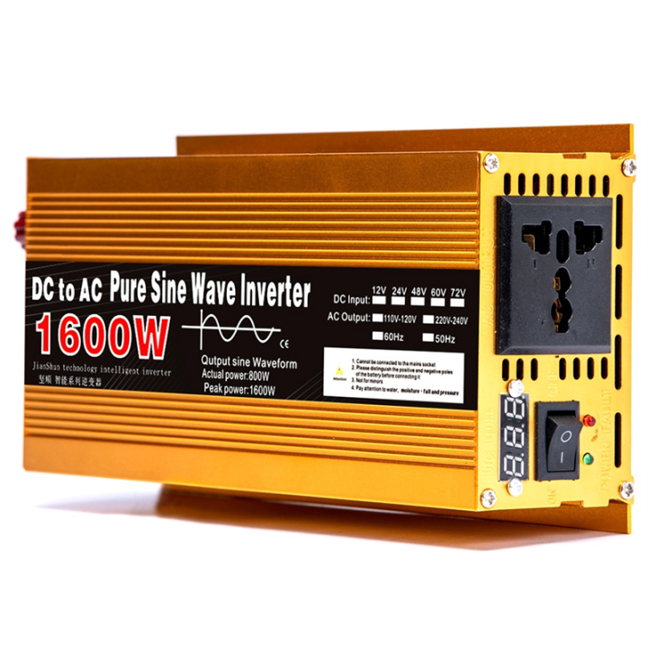 Pure Sine Wave Inverter 24V to AC 220V 1600W Transformer Photovoltaic Solar Power Converter Car Home Outdoor Inverter