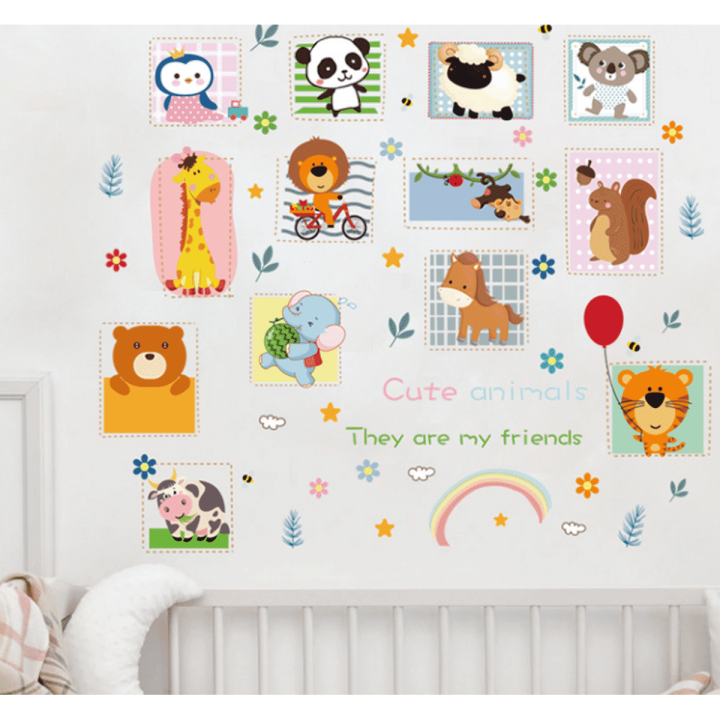 Baby Wall Stickers For Kids Room Decoration - Cartoon Animals Nursery ...