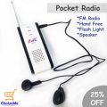 Portable Mini Pocket Slim Radio FM Receiver Antenna BT-31 Free Head Set Battery Radio Flash Light Radio. 