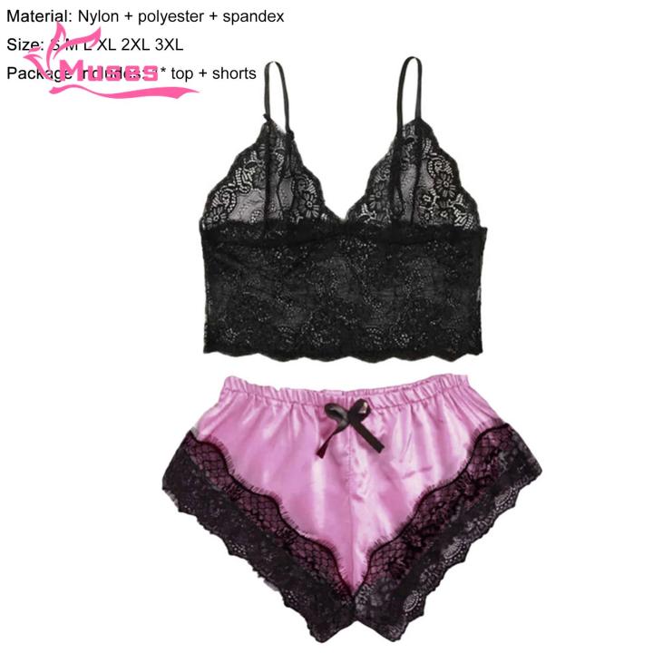 Muses%20Mall%20Camisole%20Shorts%20Set%20Attractive%20Women%20Camisole%20Shorts%20Lace%20Sleepwear%20Set%20-%20Image%204
