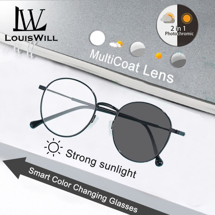 LouisWill Men Women Glasses Fashion Polarized Sunglasses Photochromic Auto Color Changing Sunglasses Anti Blue Ray Driving Glasses Dual-Use HD Reading Glasses(no box)