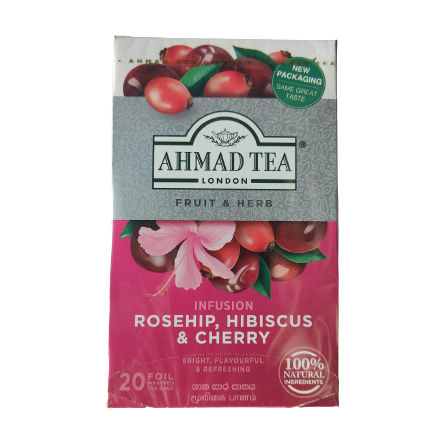 Ahmad Tea Rosehip, Hibiscus & Cherry 20 Foil Tea Bags 40g