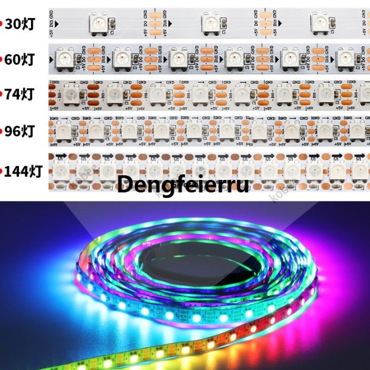 Dengfeierru%20WS2812B%20WS2812%20Digital%20Flexible%20Individually%20Addressable%20Pixel%20Led%20Fashion%20Strip%20RGB%20LED%20Strip%2030/60/74/96/144Pixel/Leds/M%20Tape%20Light%205V%20-%20Image%202