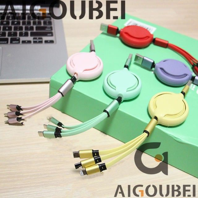 [In stock] Pure Color 3 in 1 Data Cable Macaron Cable 1.2m Universal ...