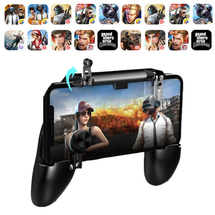 W11+ PUBG Mobile / Free Fire Gamepad Joystick Metal L1 R1 Trigger Game Shooter Controller for iPhone Gaming Pad Android