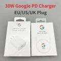 EU/US/UK 30W Fast Charger For Google Pixel 7 6 5 Pro 6A 5A 4A 3A XL 4XL Quick Charge Travel Adapter Usb C To Type C Cable. 