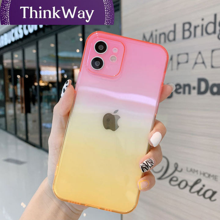 【ThinkWay】Phone Case For iPhone 12 Mini 11 Pro X XR XS Max 7 8 Plus SE 2 12 Fashion Gradient Color Clear Soft TPU For iPhone 11 Phone Case