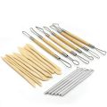 Pottery Clay Sculpting Tools, 22Pcs Wooden Handle Pottery Carving Tools & Metal Scraper & Plastic Clay Shaping Tools. 
