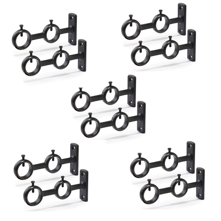 Curtain Rod Bracket, 12Pcs Double Curtain Rod Holder, Double Rod Brackets Hooks for Living Room Bedroom Curtain Rods