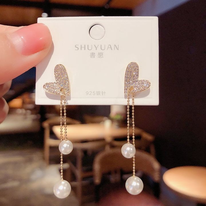 Enacolor%20%20Gold%20Metal%20Chain%20Drop%20Earring%20Pearl%20Female%20Delicate%20Full%20Crystal%20Heart%20Dangle%20Earrings%20for%20%20Girls%20-%20Image%209