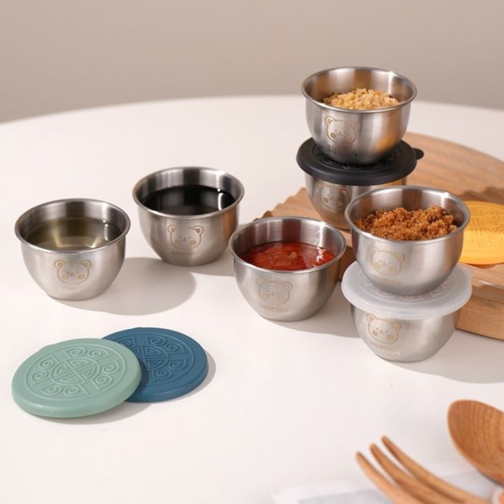 Portable 50ML Sauce Cup 304 Stainless Steel Reusable Storage Containers Sealed Lid Leak-proof Dipping Dish Food Storage