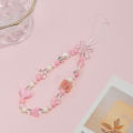 Sweet And Cute Pink Strawberry Mobile Strap Phone Chains For Women Pearl Chain Phone Pendant Charm Key Anti-Lost Lanyard Jewelry ANLAN. 