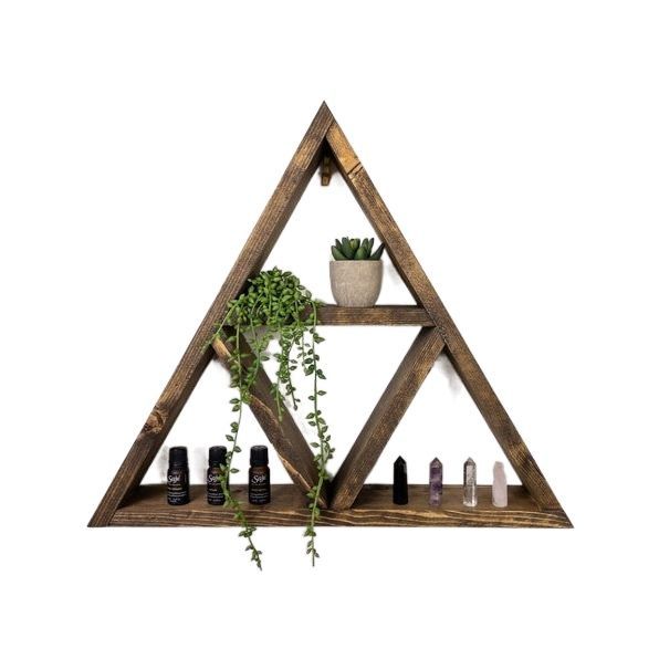 Triangle Alter Shelf - Small - 21" by 21" - Crystal Shelf - Altar Shelf - Essential Oil Wall Shelf