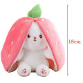 18cm Cosplay Strawberry Carrot Rabbit Plush Toy Stuffed Creative Bag into Fruit Transform Baby Cuddly Bunny Plushie Doll For Kid. 