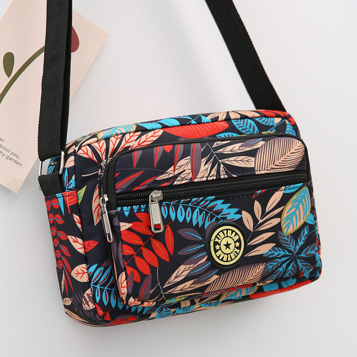 Bags for the Elderly Grandma Crossbody Small Square Bag Printed Nylon Women's Bag Oxford Cloth Shoulder Bag Casual Canvas Bag