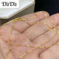 100% Original 22k Saudi Gold pawnable necklace womens skeleton O plain chain accessories gift for women. 