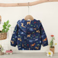 Spring And Autumn New Boys' Baby Long Sleeve Coat Animal Print Infant Hooded Coat Windproof Girl Children'S Clothing (3-24 Months). 