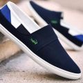 Khaki Crocodile Cloth Shoes2023Spring and Summer Flat Casual Men's Shoes Slip-on Men's Low Cut White Canvas Loafers. 