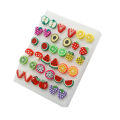 18 Pairs Random Mix Styles and Colors Fashion Glue Needle Earrings Set Flower Fruit Stud Earrings. 