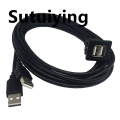 Sutuiying Dual Port USB2.0 Waterproof Cable Car Lnstrument Panel Audio Extension Cable USB For Car ABS Housing 1m. 