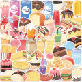 50Pcs Yummy Delicious Food Stickers Snacks Drinks Icecream Cake Decals Waterproof DIY Fashion Doodle Graffiti Hand-painted Sticker. 
