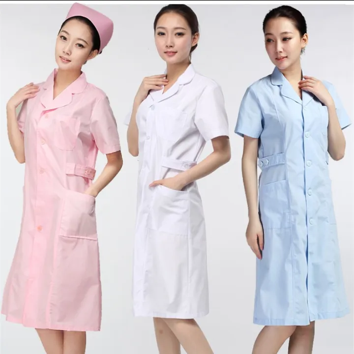Qiaohushi%20Female%20Nurses'%20Uniform%20Short-Sleeved%20Summer%20Clothes%20up%20and%20down%20round%20Unlined%20Long%20Gown%20Shop%20Beauty%20Salon%20Nursing%20Home%20Nurse%20Work%20Clothes%20-%20Image%203