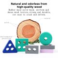 Montessori Toy Wooden Building Blocks Early Learning Educational Toys Color Shape Match Kids Puzzle Toys for Children Boys Girls. 