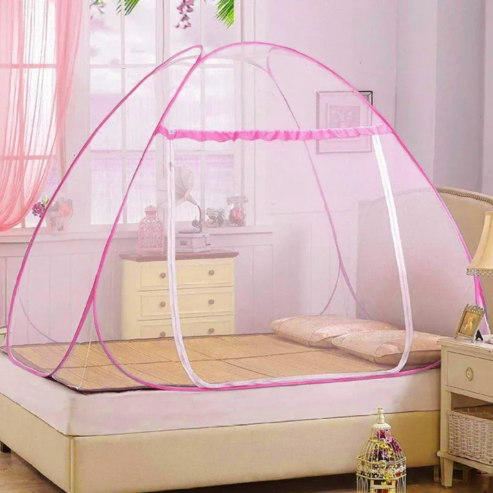 Foldable%20Mosquito%20Net%20(6%C3%976ft)%20One%20Side%20Zipper%20With%20Bottom%20Layer%20Net%20(White/Blue/Pink)%20Usable%20For%205%C3%976%20Too%20-%20Image%202
