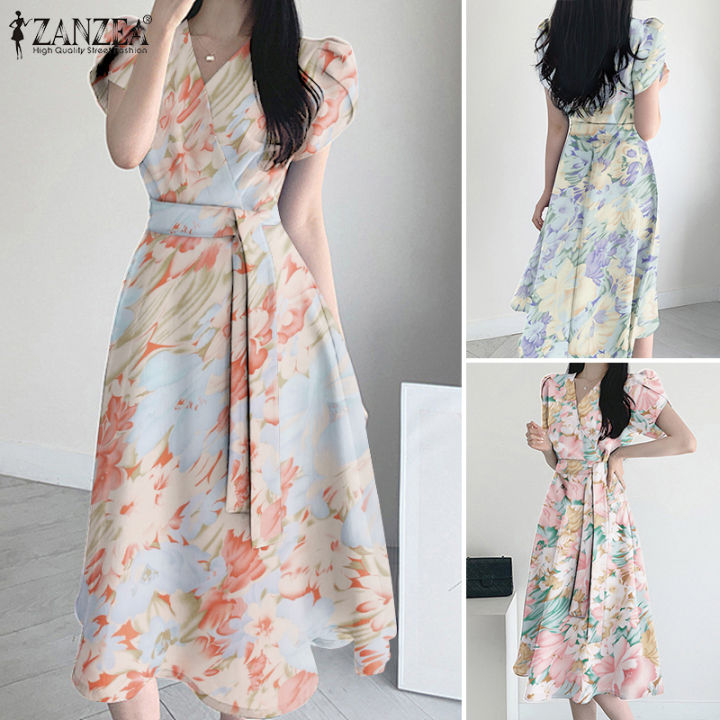 %E3%80%90WEJA%E3%80%91%20Korean%20Style%20Womens%20Floral%20Printed%20A-Line%20Sundress%20Elegant%20V-Neck%20Collect%20Waist%20Dress%20#11%20-%20Image%208