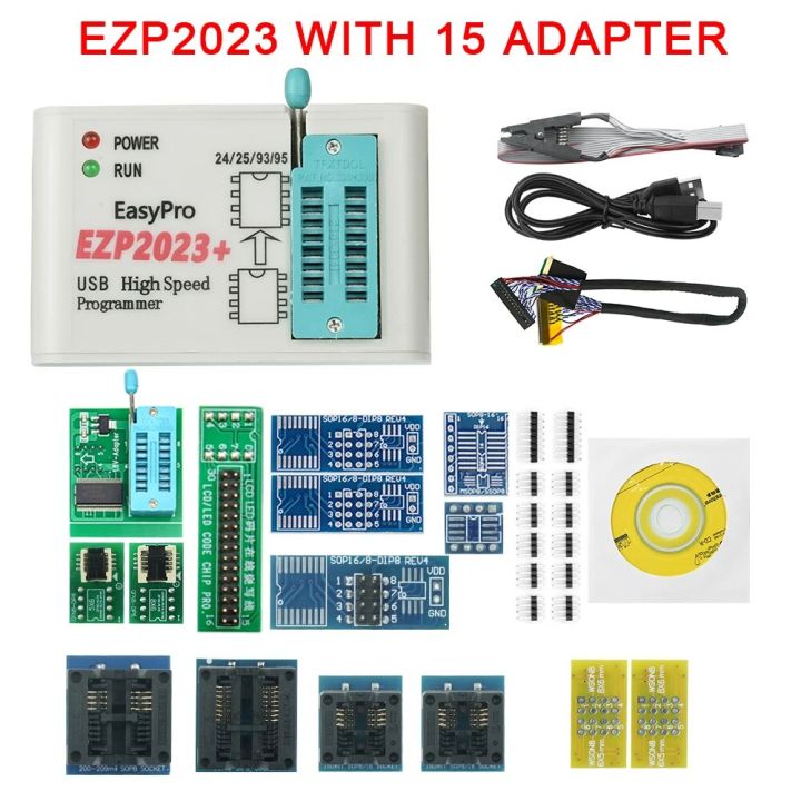 EZP2023 High-speed USB SPI Programmer+15 Adappter Support 24 25 93 95 ...