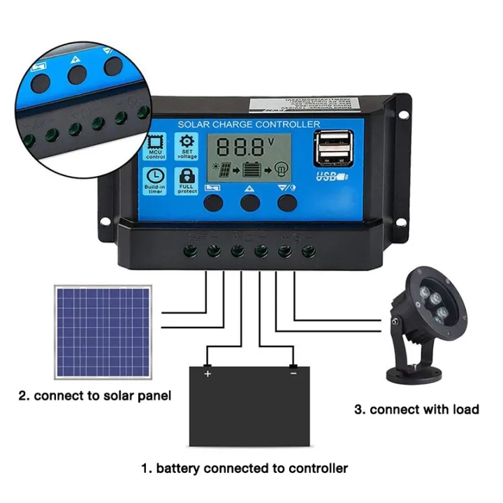 PWM%20Solar%20Charge%20Controller%2012V/24V%20PWM%2010A%2030A%20with%20Adjustable%20LCD%20Display%20Timer%20Setting%20-%20Image%202
